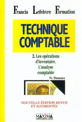Couverture du produit · Technique comptable. Les opérations d'inventaire, l'analyse comptable, tome 2