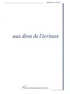 Couverture du produit · Aux dires de l'écriture