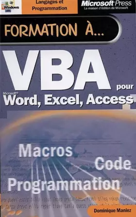 Couverture du produit · Formation à VBA pour Microsoft Word, Excel, Access