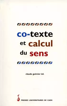 Couverture du produit · Co-texte et calcul du sens
