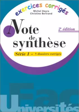 Couverture du produit · Exercices corrigés, note de synthèse 1