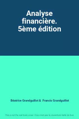 Couverture du produit · Analyse financière. 5ème édition