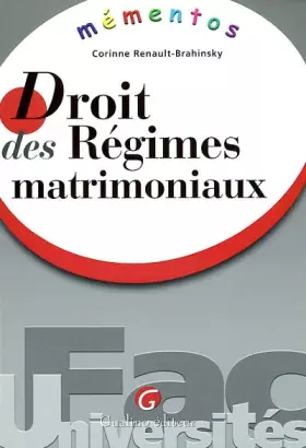 Couverture du produit · Droit des régimes matrimoniaux
