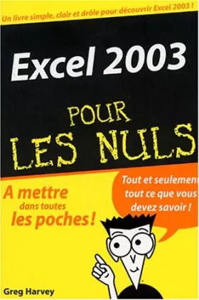 Couverture du produit · Excel 2003 pour les nuls