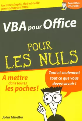 Couverture du produit · VBA pour office, pour les Nuls