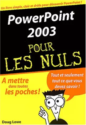 Couverture du produit · Powerpoint 2003 poche pour les Nuls