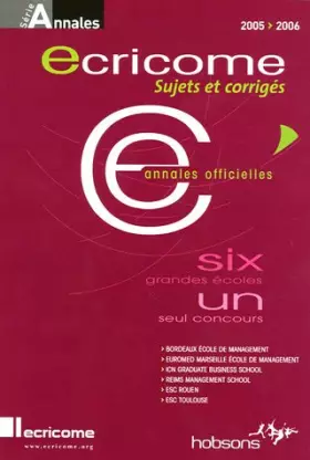 Couverture du produit · Ecricome: Annales du concours 2005