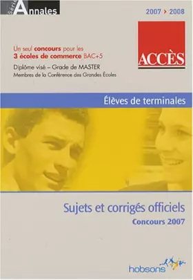Couverture du produit · ACCES: Annales du concours 2007