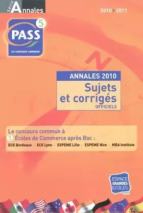 Couverture du produit · Annales PASS 2010/2011