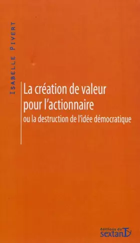 Couverture du produit · La création de valeur pour l´actionnaire