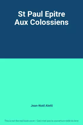Couverture du produit · St Paul Epitre Aux Colossiens