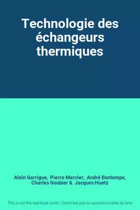 Couverture du produit · Technologie des échangeurs thermiques