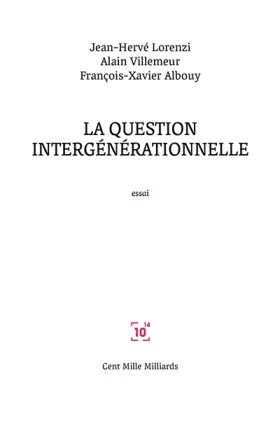 Couverture du produit · La question intergénérationnelle