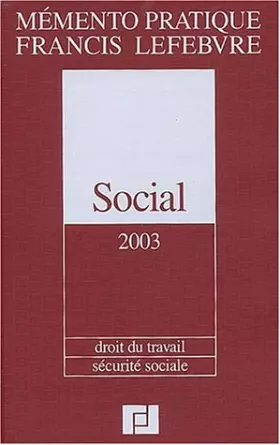 Couverture du produit · Mémento social 2003