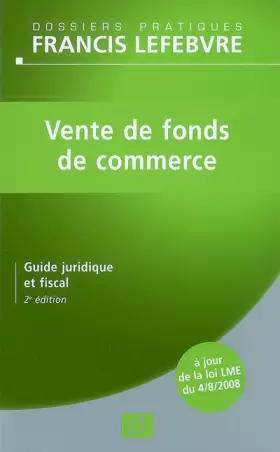 Couverture du produit · Vente de fonds de commerce