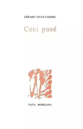 Couverture du produit · Ceci posé