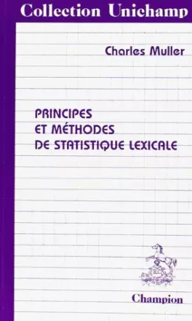 Couverture du produit · Principes et méthodes de statistique lexicale