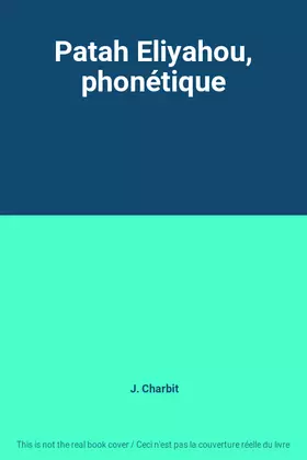 Couverture du produit · Patah Eliyahou, phonétique