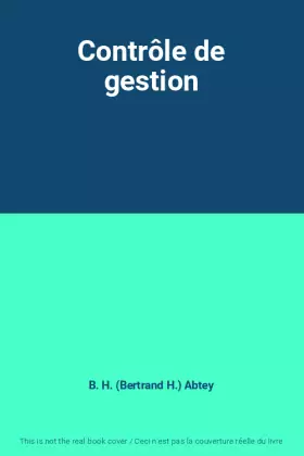 Couverture du produit · Contrôle de gestion