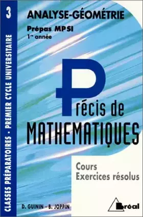 Couverture du produit · PRECIS DE MATHEMATIQUES. Tome 3, Analyse-géométrie MPSI