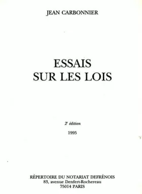 Couverture du produit · Essais sur les lois, 2e édition