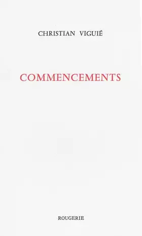 Couverture du produit · Commencements