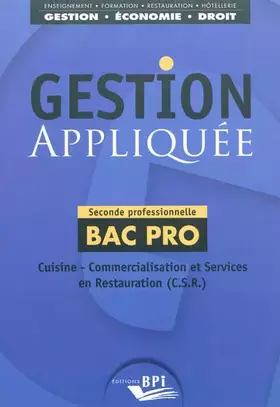 Couverture du produit · GESTION APPLIQUEE 2nd prof. BAC PRO
