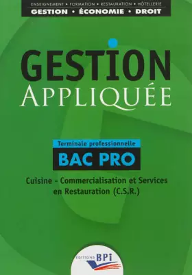 Couverture du produit · Gestion appliquée Bac Pro Terminale professionnelle