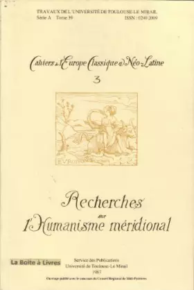 Couverture du produit · Recherches sur l'humanisme méridional