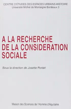 Couverture du produit · A la recherche de la considération sociale