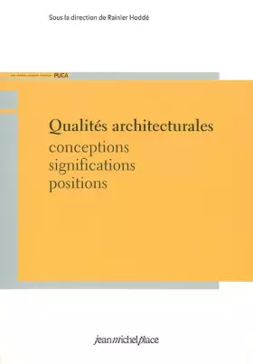 Couverture du produit · Qualités architecturales: Conceptions significations positions
