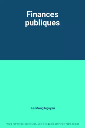 Couverture du produit · Finances publiques