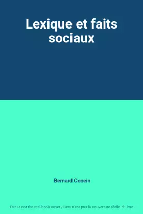 Couverture du produit · Lexique et faits sociaux