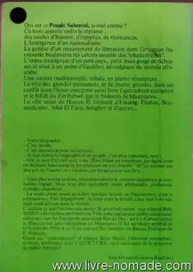 Couverture du produit · Front Polisario l'Ame d'un Peuple