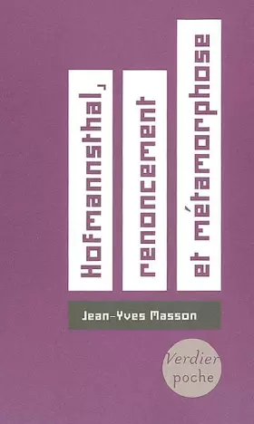 Couverture du produit · Hofmannsthal, renoncement et métamorphose (0000)