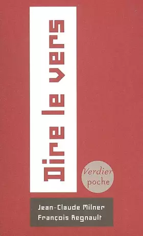 Couverture du produit · Dire le vers