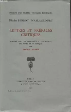 Couverture du produit · Lettres et préfaces critiques