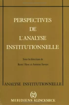 Couverture du produit · Perspectives de l'analyse institutionnelle
