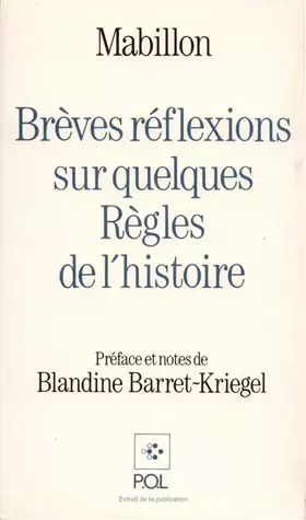 Couverture du produit · Brèves réflexions sur quelques règles de l'histoire