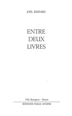 Couverture du produit · Entre deux livres