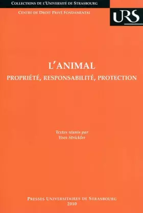 Couverture du produit · L'animal : Propriété, responsabilité, protection
