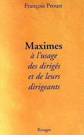 Couverture du produit · MAXIMES A L'USAGE...