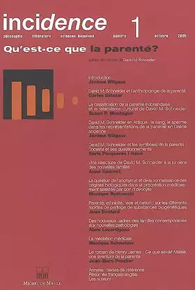Couverture du produit · Incidence : Qu'est-ce la parenté ?