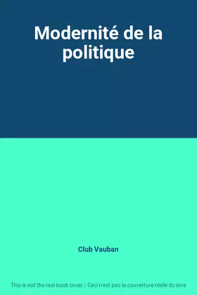 Couverture du produit · Modernité de la politique