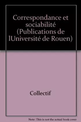 Couverture du produit · Correspondance et sociabilité