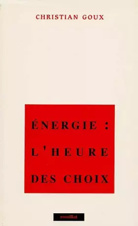 Couverture du produit · Energie, l'heure du choix