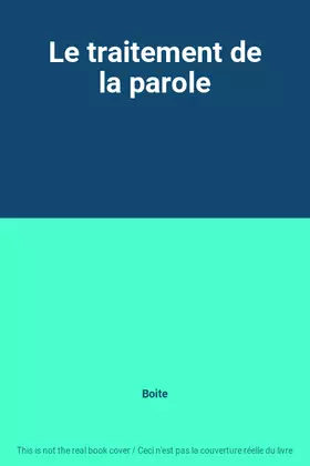 Couverture du produit · Le traitement de la parole