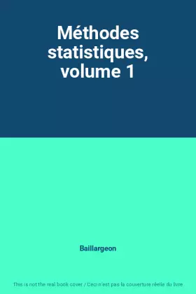 Couverture du produit · Méthodes statistiques, volume 1