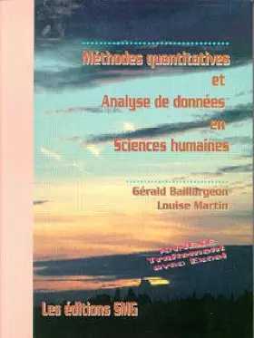Couverture du produit · METHODES QUANTITATIVES ET ANALYSE DE DONNEES EN SCIENCES HUMAINES