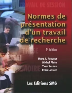 Couverture du produit · Normes de présentation d'un travail de recherche